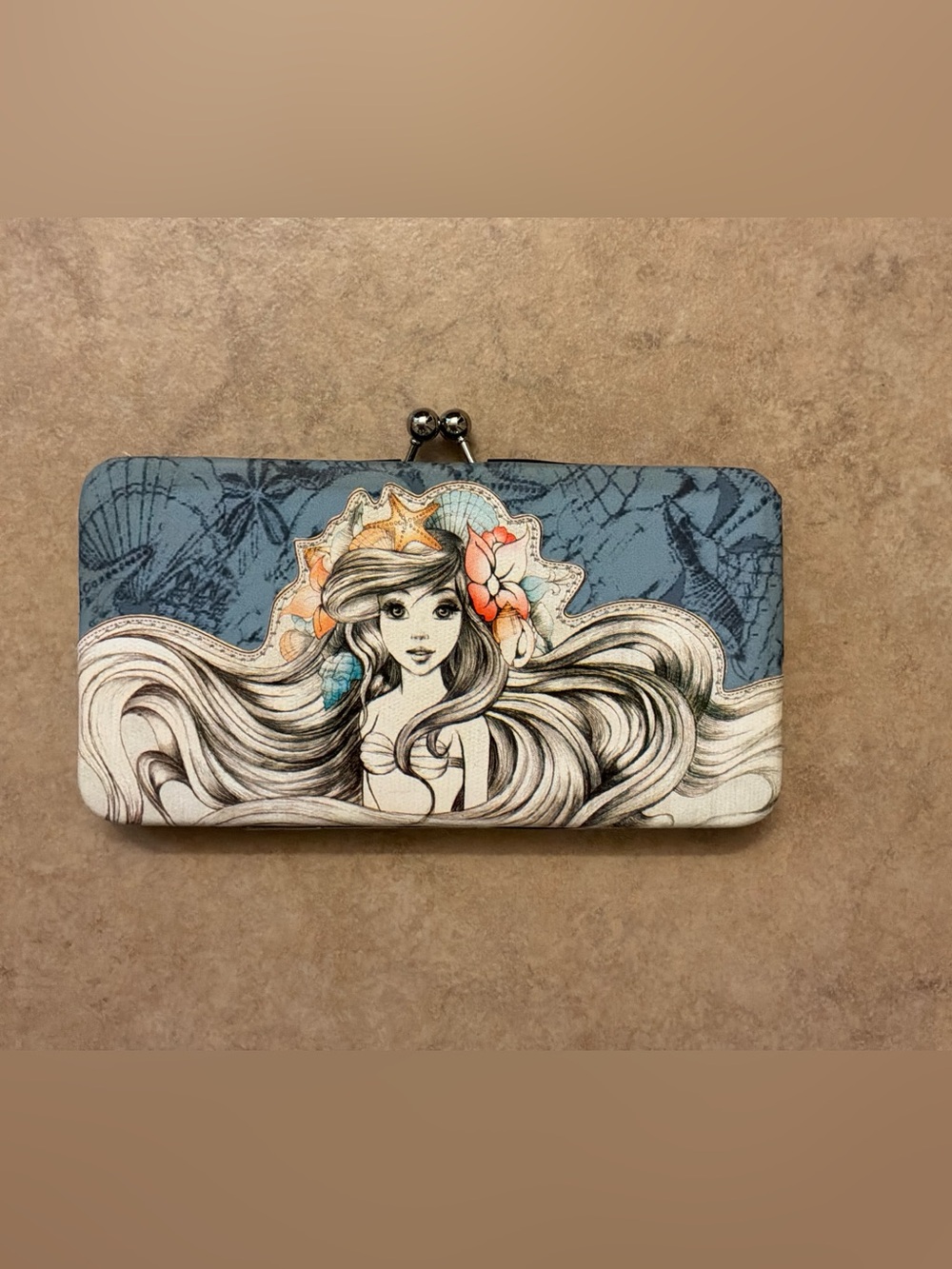 Disney little mermaid Blue and white Graphic Kiss-Lock Card & Key Holder
